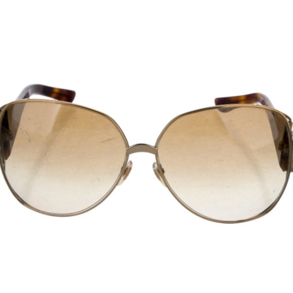 Gucci Sunglasses Oversized Tortoise Aviator Brown Gold Gg Logo - Picture 2 of 4